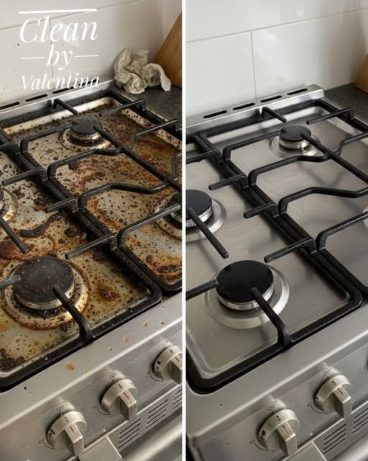 Real before and after stove cleaning by Clean by Valentina